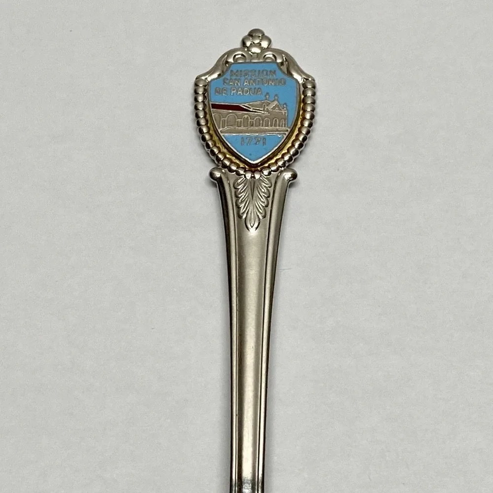 Vintage Texas San Antonio Mission De Padua Souvenir Silver Tone Collectors Spoon